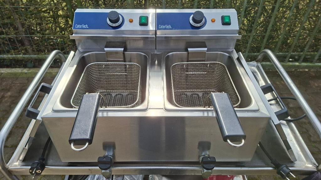 Catertech Electrische dubbele Frituurpan 2x 8L Met Tapkraan., Ophalen, 4 liter of meer, ., Zo goed als nieuw