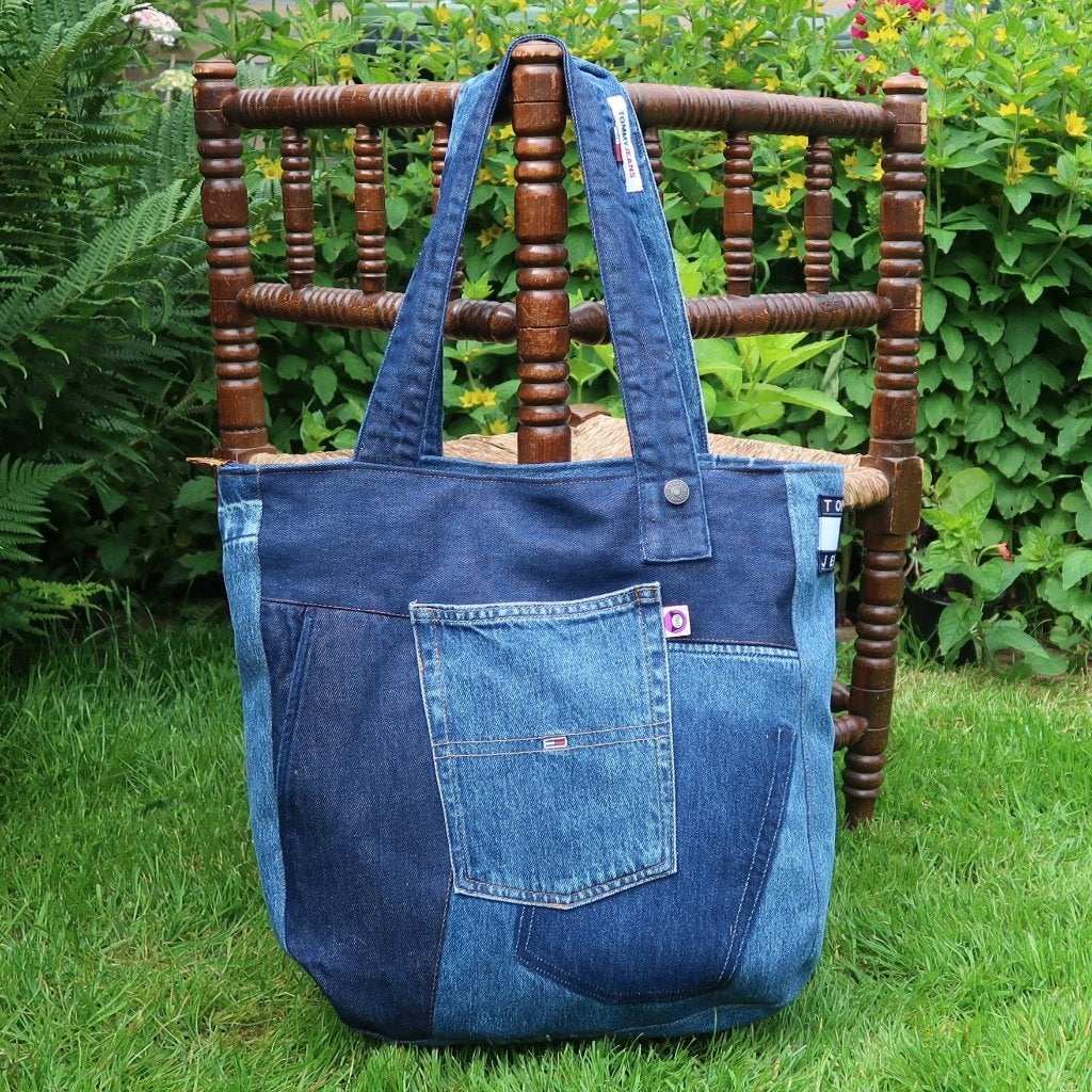 Denim upcyled tas, tas "Tom", Ophalen, Nieuw, Blauw, Shopper