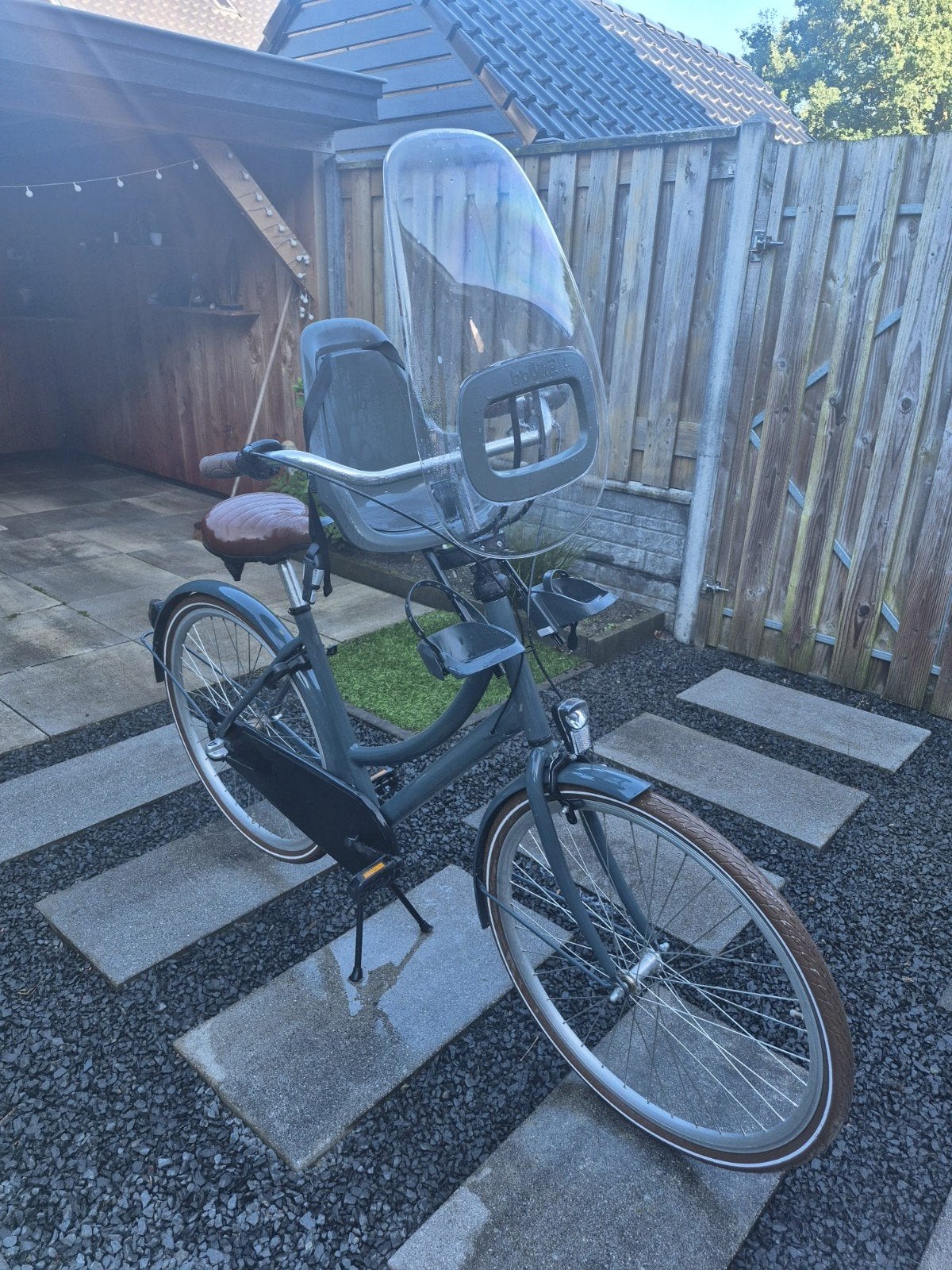 Damesfiets met kinderzitje en windscherm, Overige merken, (Extra) lage instap, Velgrem, Ophalen of Verzenden