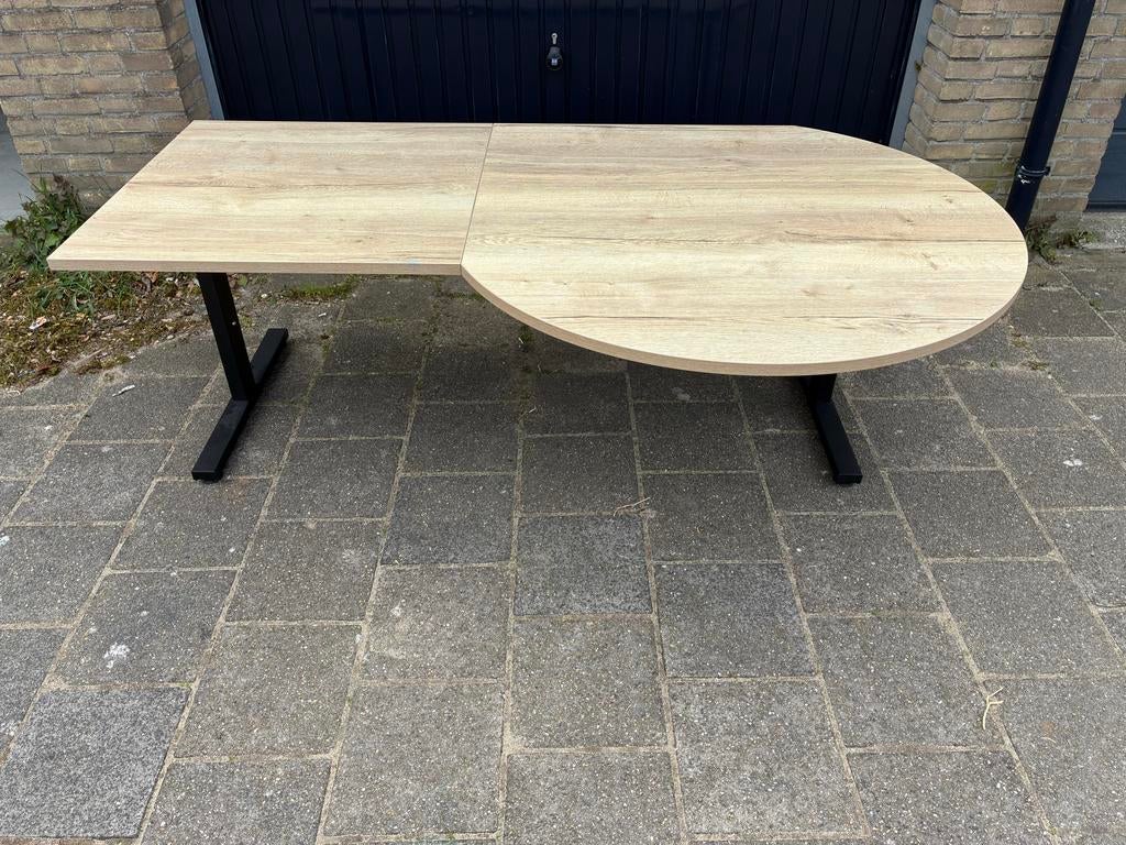 Modern bureau met halfrond blad - Licht hout, Ophalen, Overige typen, Hout, In hoogte verstelbaar