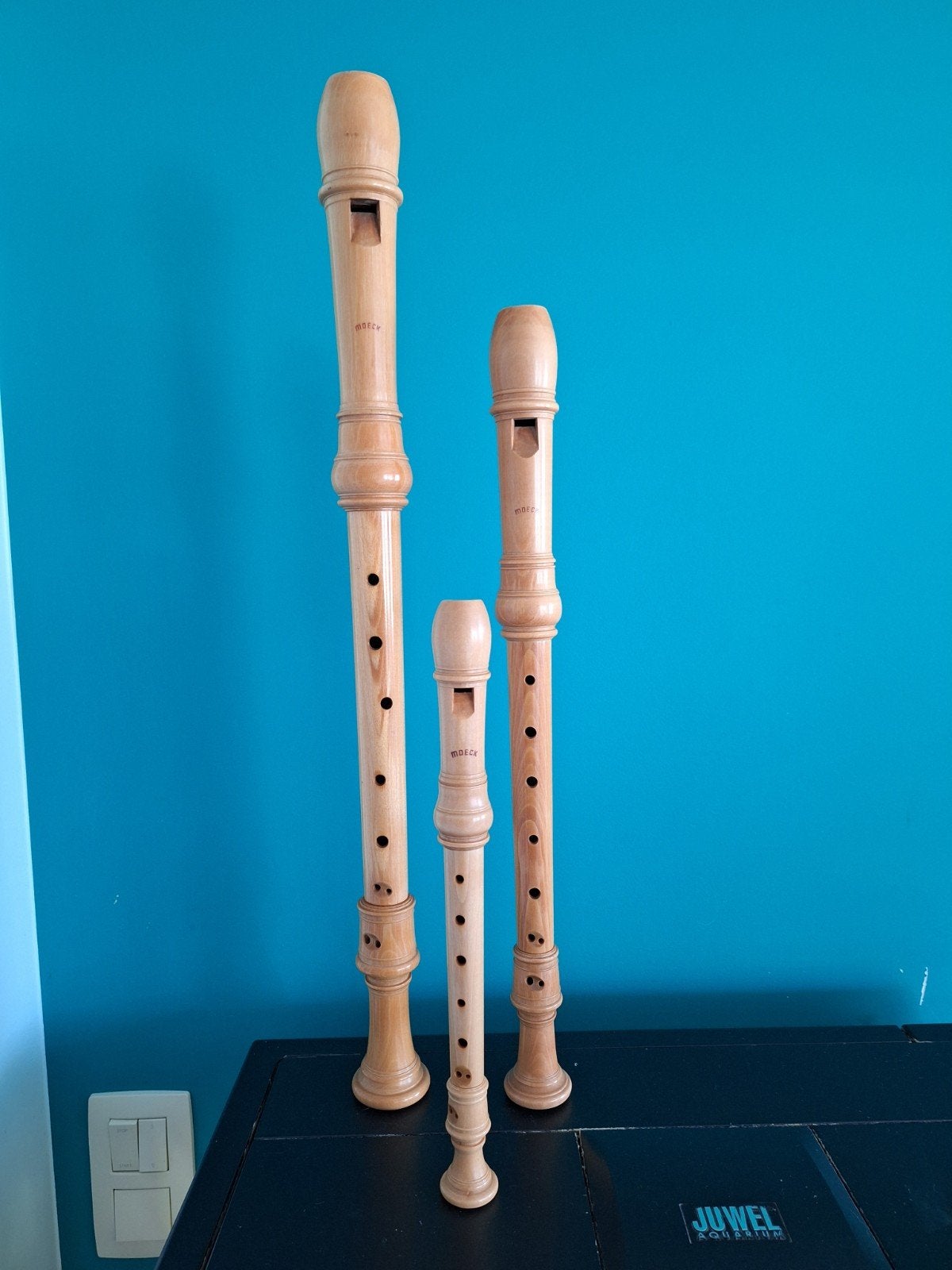 3 blokfluiten, moeck. sopraan alt tenor, Muziek en Instrumenten, Ophalen of Verzenden, Gebruikt, Overige typen, Met koffer, hoes of etui