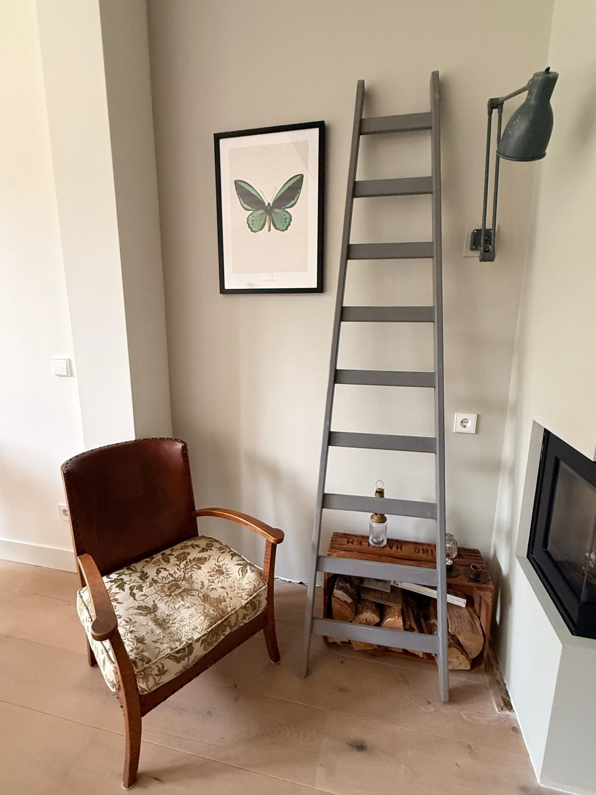 Decoratieve Interieur Trap - Grijs Hout, Doe-het-zelf en Verbouw, Ophalen of Verzenden, Zo goed als nieuw, Ladder, 2 tot 4 meter