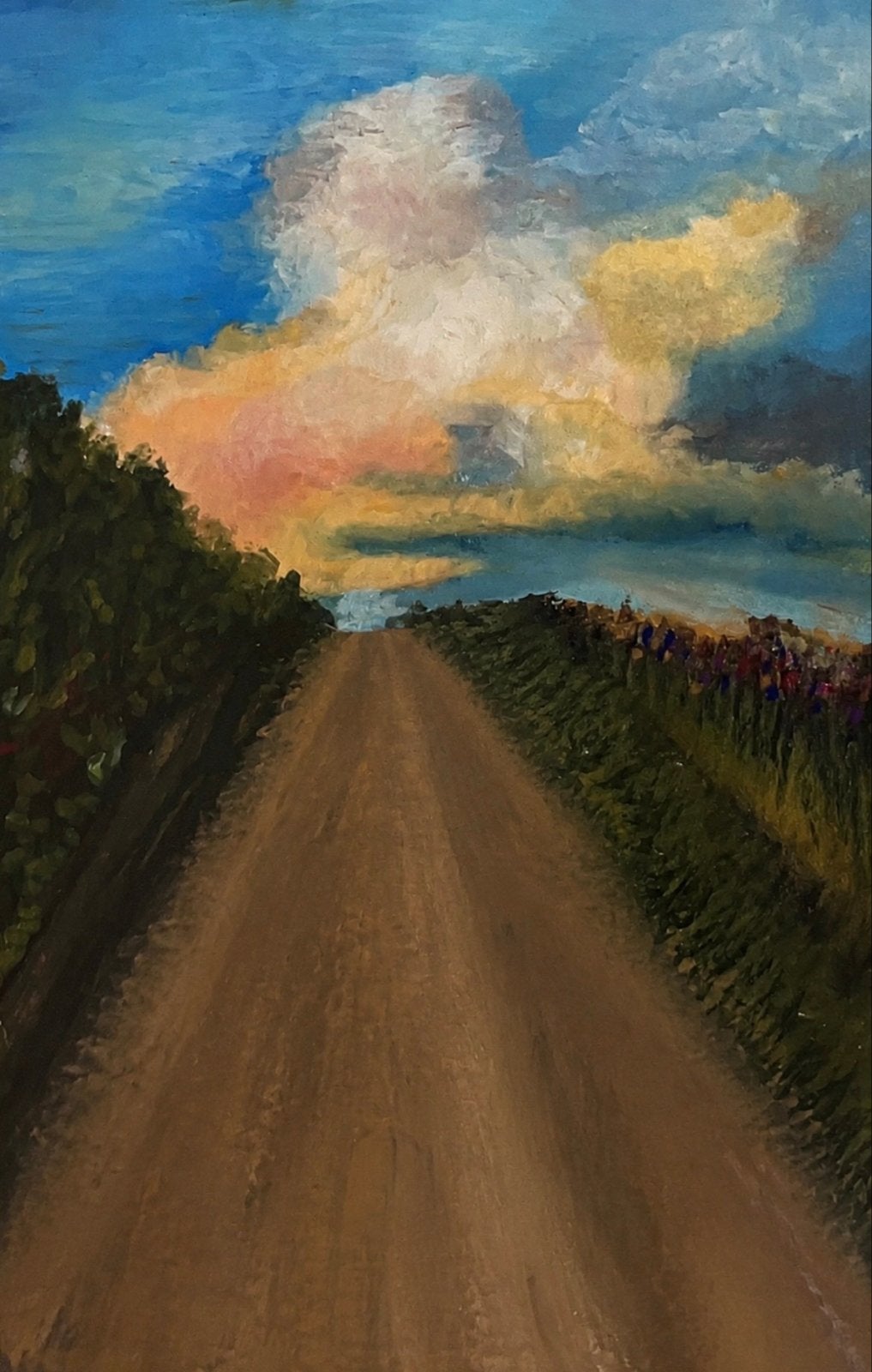 Origineel klein olieverf pastel schilderij (ca. 5x10cm), Antiek en Kunst, Impressionistisch, Ophalen of Verzenden, Landschap, Origineel werk