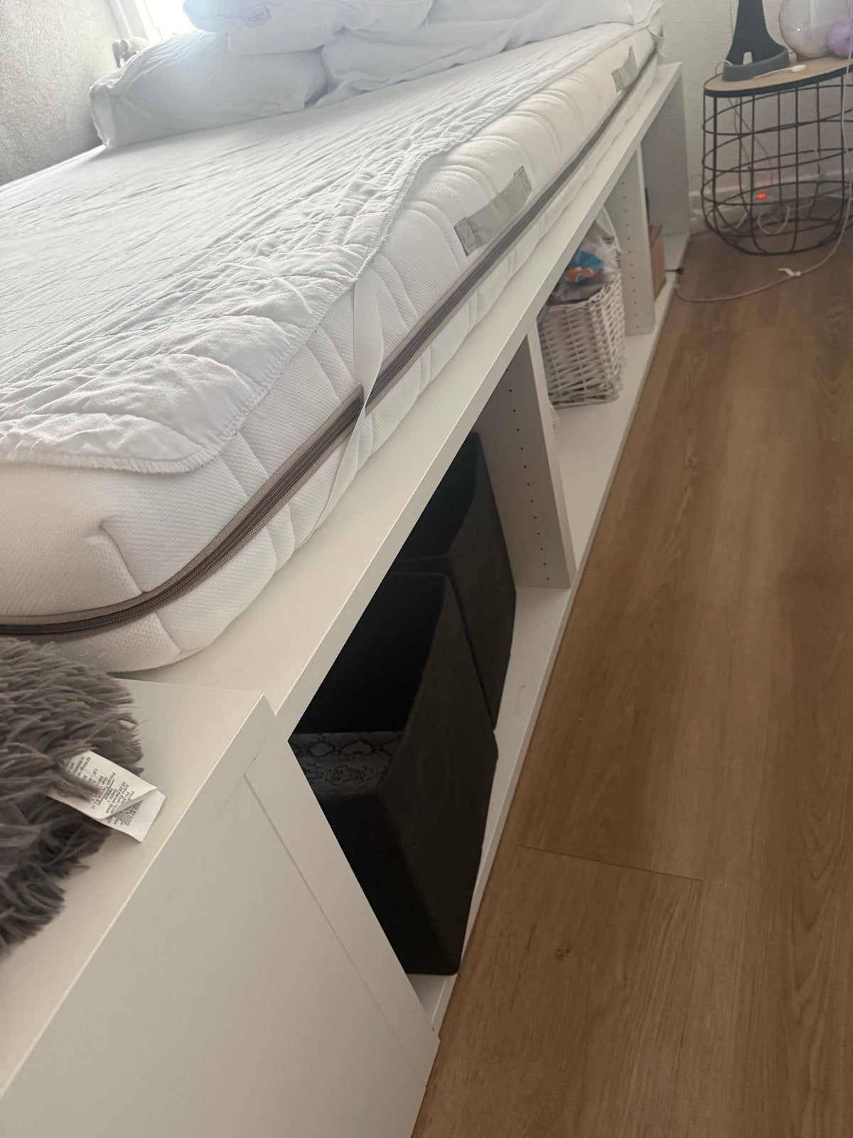Tweepersoonsbed  met opbergruimte en matras, Huis en Inrichting, Ophalen, Gebruikt, Eenpersoons, Wit