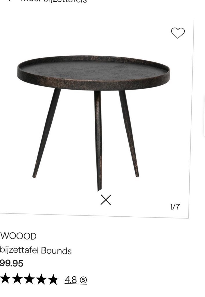 Woood bijzettafel, Minder dan 55 cm, Rond, Zo goed als nieuw, Ophalen