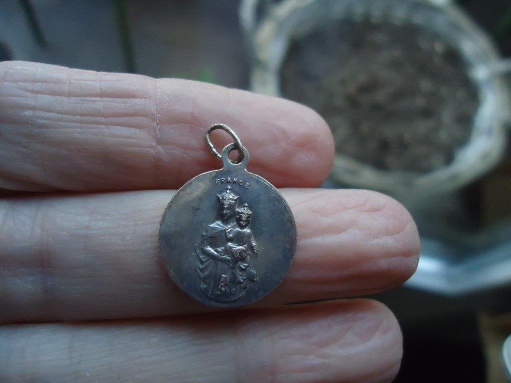 mooie echt zilveren hanger christelijk gemerkt maria/god, Ophalen of Verzenden, Gebruikt, Zilver, Zilver