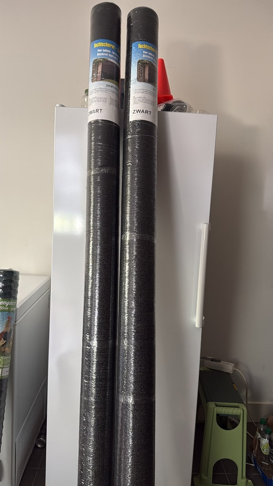 2 rollen Tochtscherm / Schaduwdoek Zwart 2m x 15m, Tuin en Terras, Schaduwdoeken, Ophalen, Nieuw