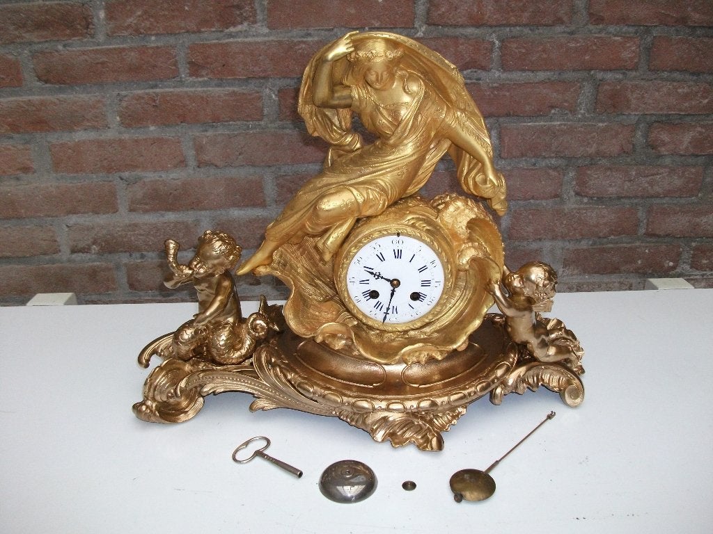 Antieke Pendule, De vloedgolf, van ( P.H.MOUREY), Ophalen of Verzenden