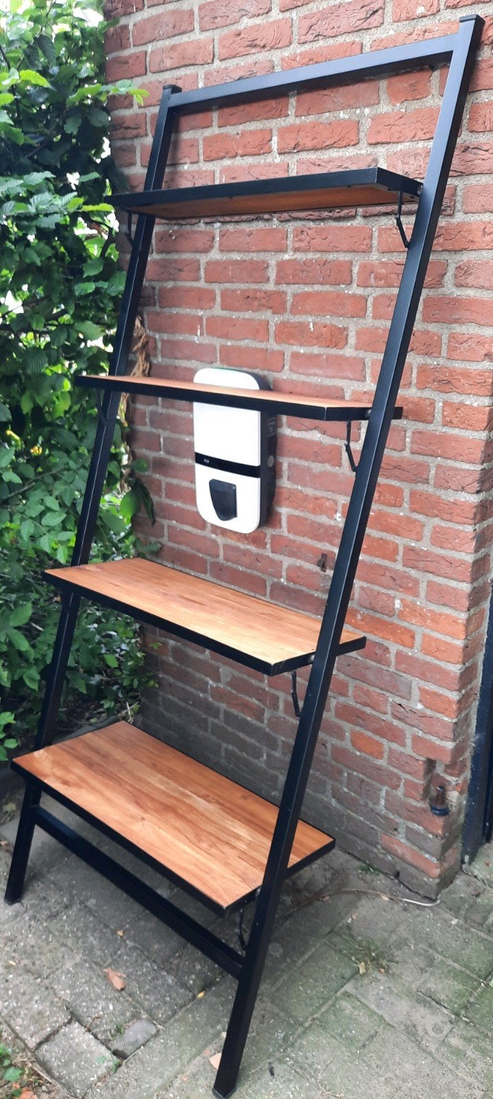 Metalen wandrek wandmeubel houten legplanken, Ophalen, Met plank(en), Zo goed als nieuw, Minder dan 150 cm