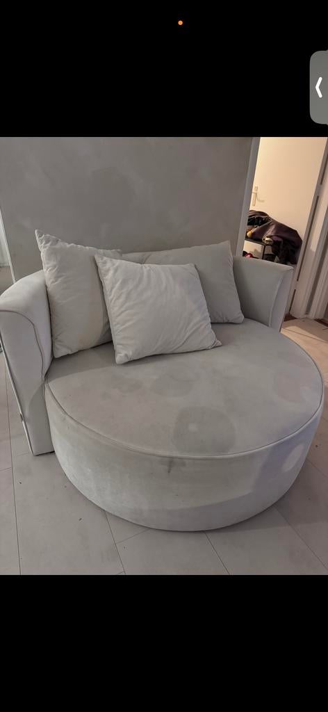 Ronde fauteuil/loungebank - vlekken te verwijderen, Gebruikt, Eenpersoons, Ophalen of Verzenden, Minder dan 150 cm