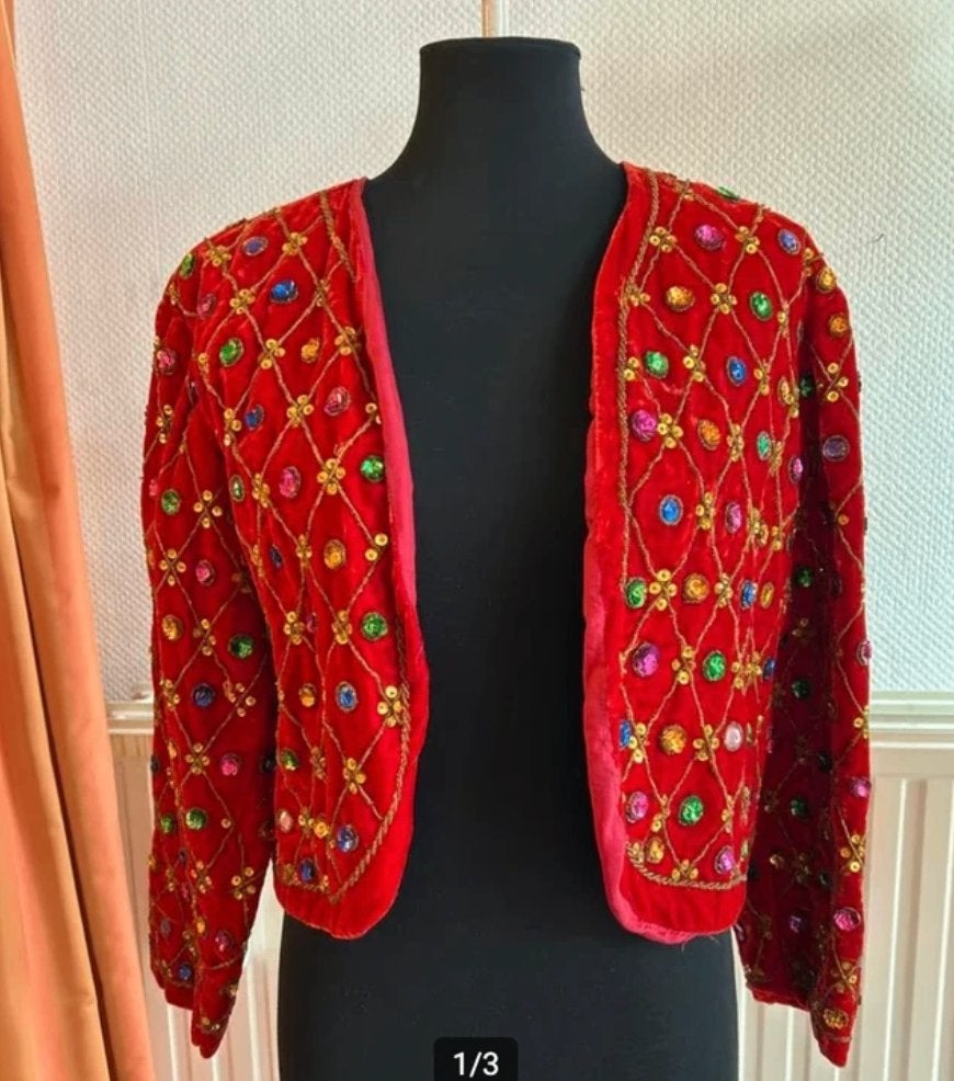 Vintage Gala Jasje - Maat L, Overige typen, Maat 42/44 (L), Ophalen of Verzenden, Gedragen