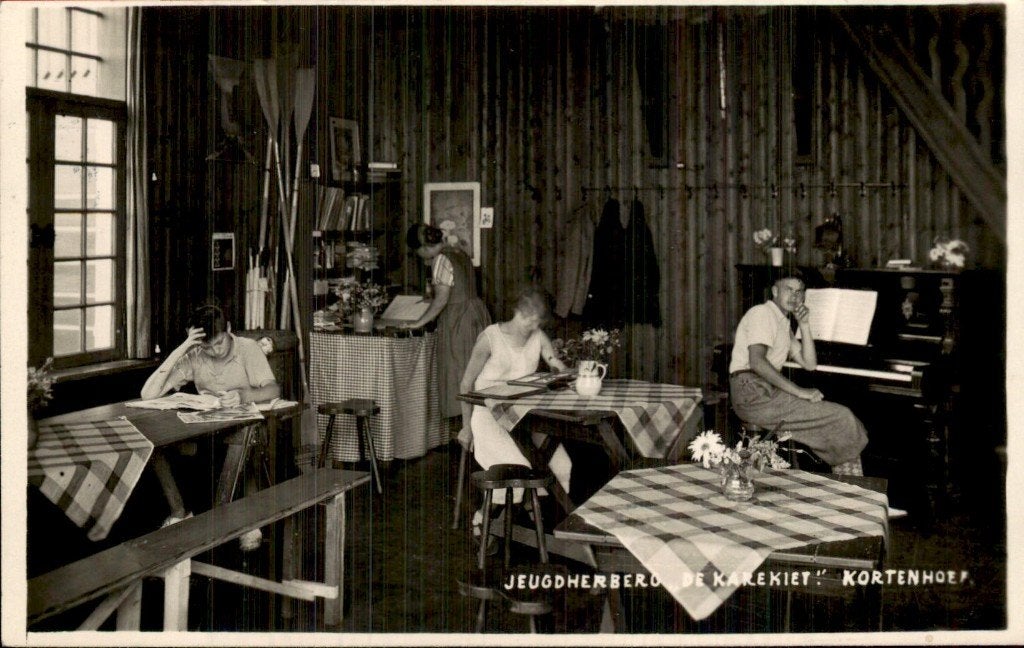 Kortenhoef - Fotokaart - Jeugdherberg de Karekiet, Ophalen of Verzenden, 1940 tot 1960, Gelopen, Noord-Holland