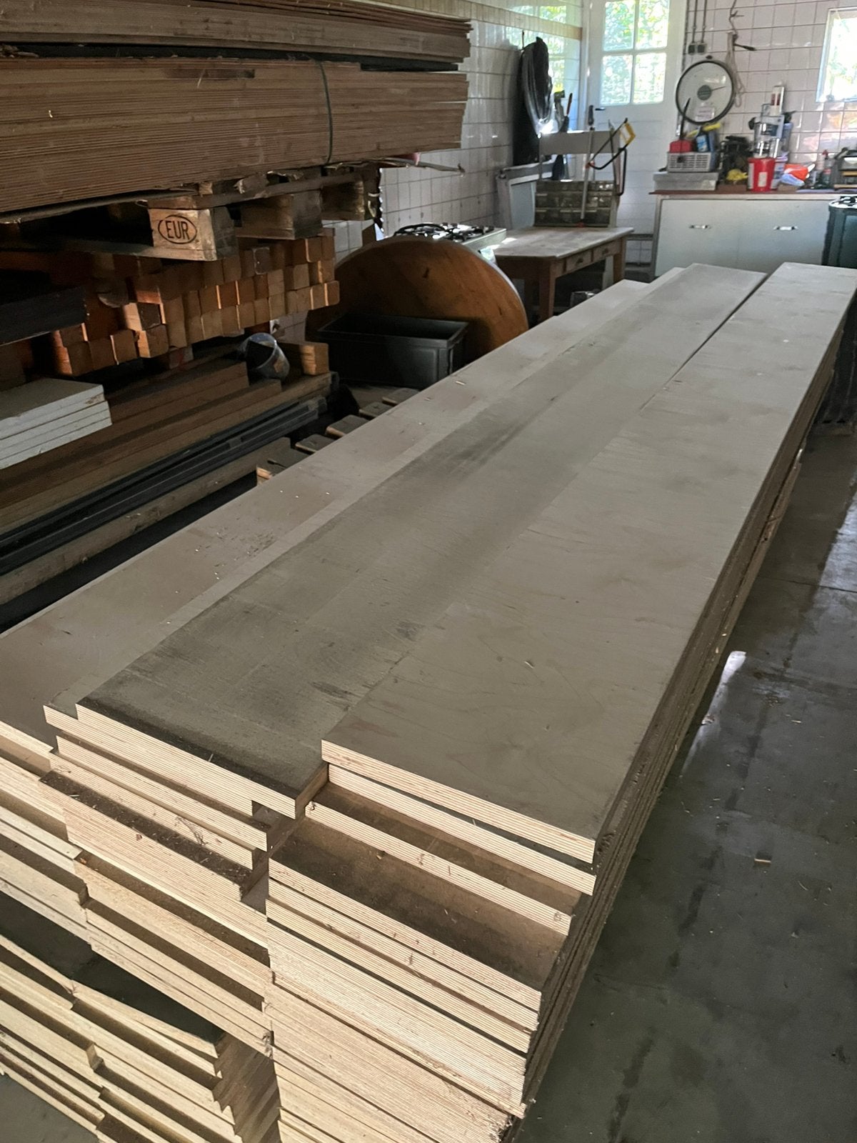 Stroken berk 305x27cm. 24 mm dik, Minder dan 25 mm, Ophalen of Verzenden, Zo goed als nieuw, Plank