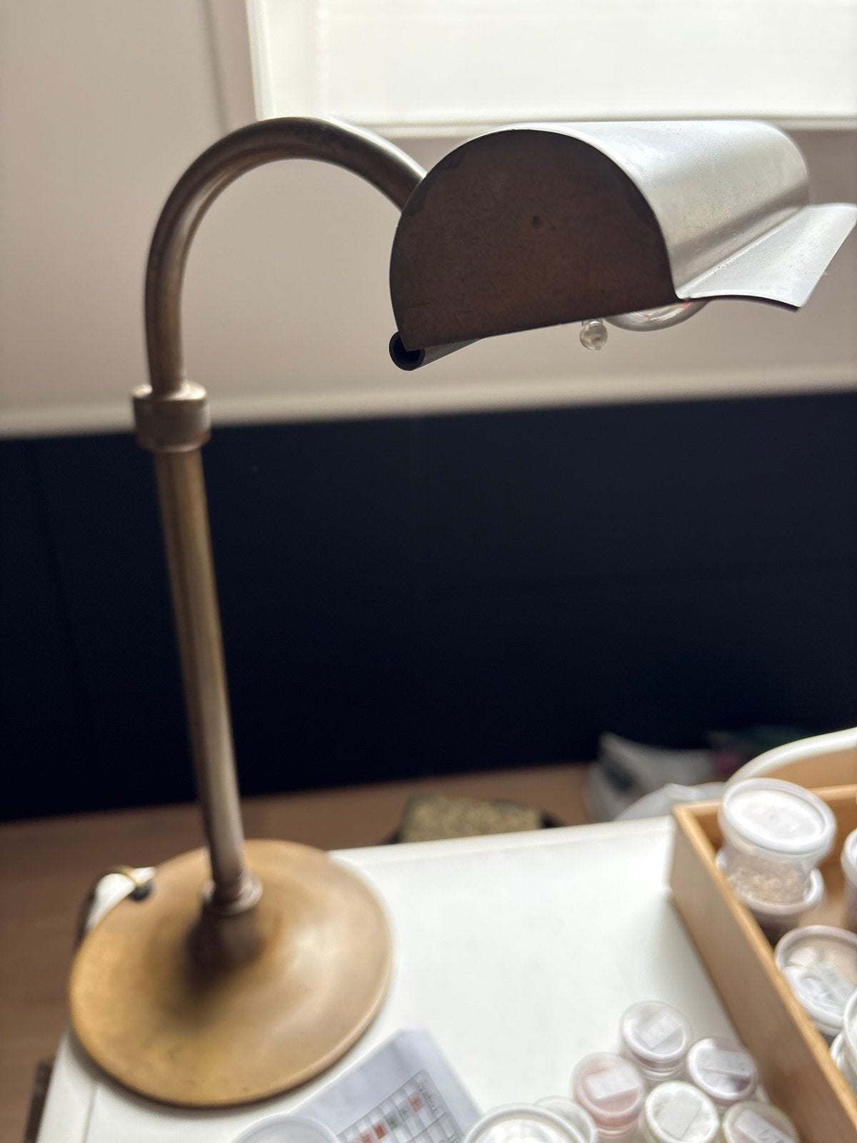 Vintage messing bureaulamp / pianolamp, Ophalen of Verzenden