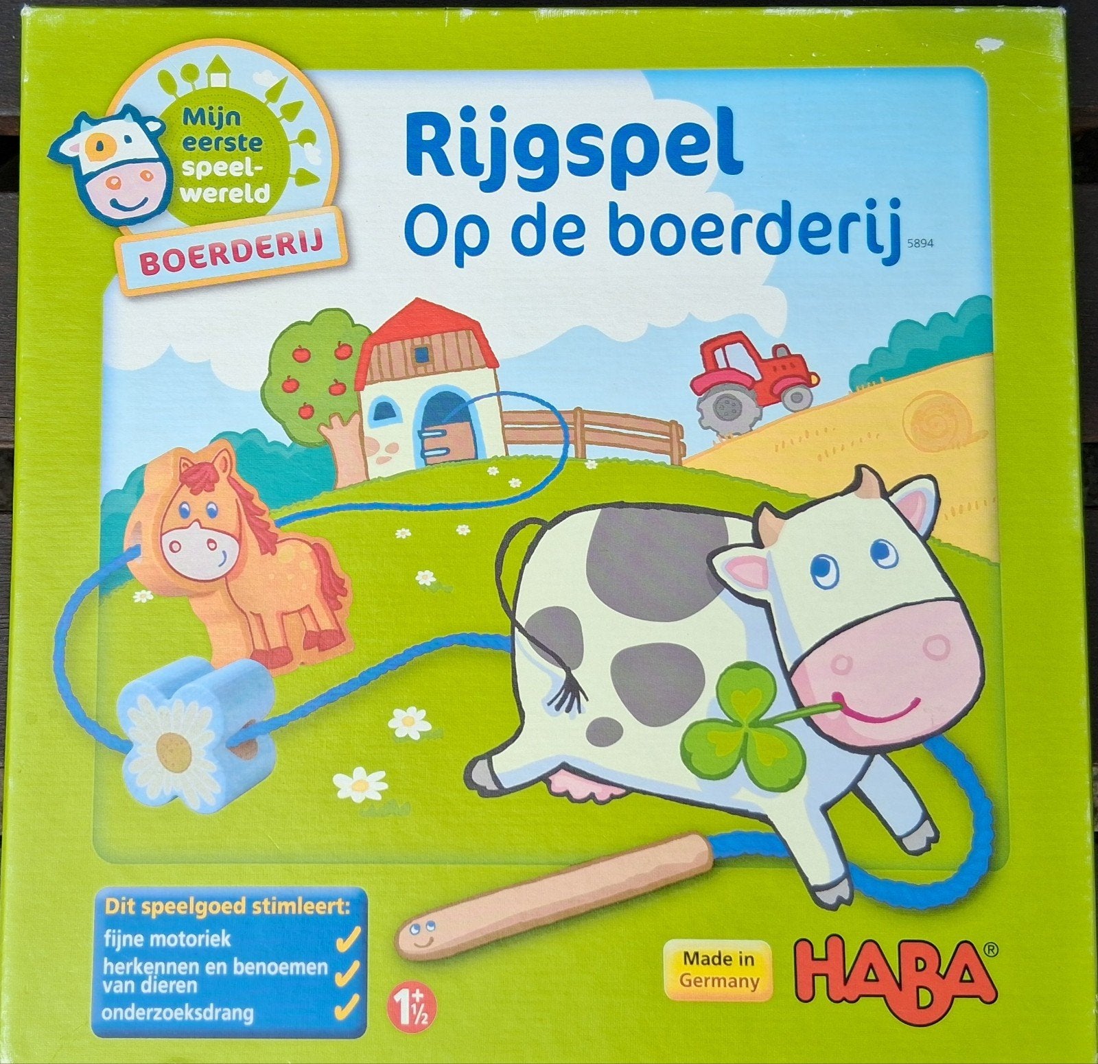 HABA Rijgspel Op de boerderij - Fijne motoriek, Ophalen of Verzenden, Zo goed als nieuw, Overige typen