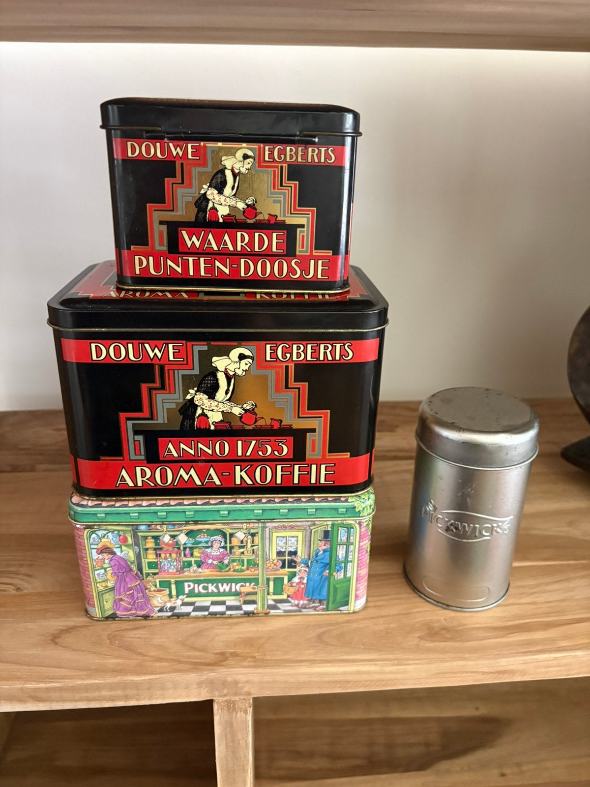 4x DOUWE EGBERTS & PICKWICK thee koffie BLIK BLIKKEN, Ophalen of Verzenden, Zo goed als nieuw, Koffie, Douwe Egberts