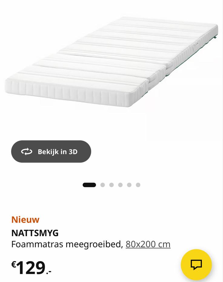 Nattsmyg meegroeimatras (voor oa IKEA Sundvik meegroeibed), Ophalen, Gebruikt, 70 tot 85 cm, Matras