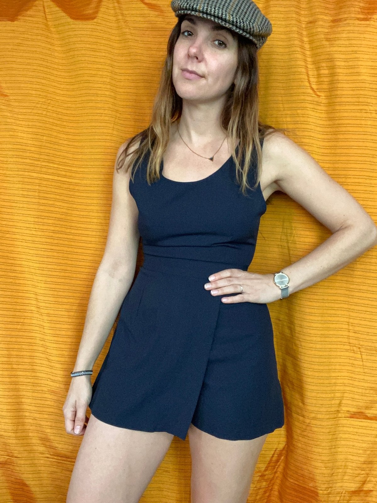 Vintage playsuit - donkerblauw / marineblauw 34/XS, Hgv, Blauw, Hgv, Ophalen of Verzenden
