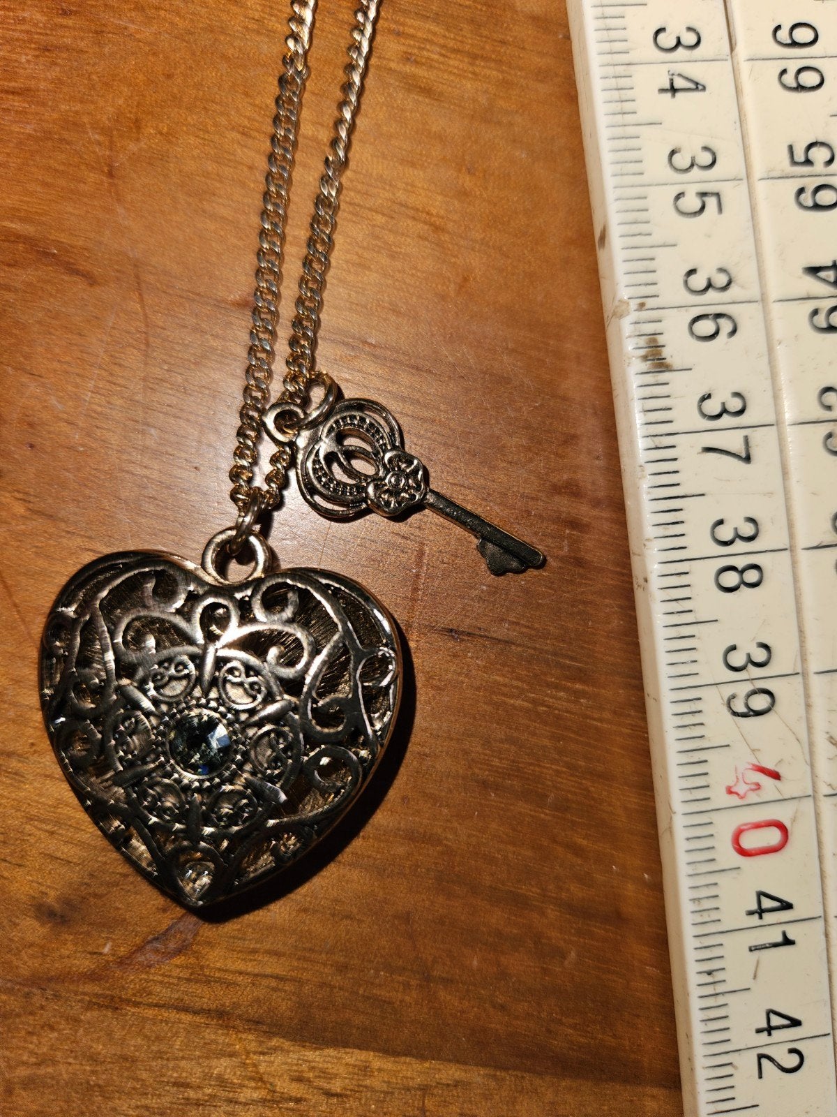 Hart met sleutel Medaillon, Ketting Hanger, Overige materialen, Gebruikt, Ophalen of Verzenden, Met edelsteen