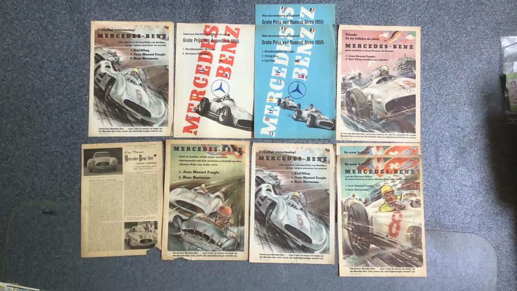 MERCEDES BENZ POSTER LOT 9 x + OVERDRUK 1952-1954, Ophalen of Verzenden, Gelezen, Mercedes