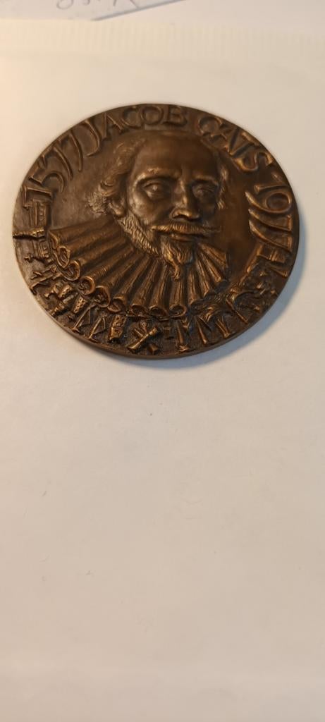 Jacob Cats Bronzen Penning - Historische Medaille, Postzegels en Munten, Ophalen of Verzenden, Brons