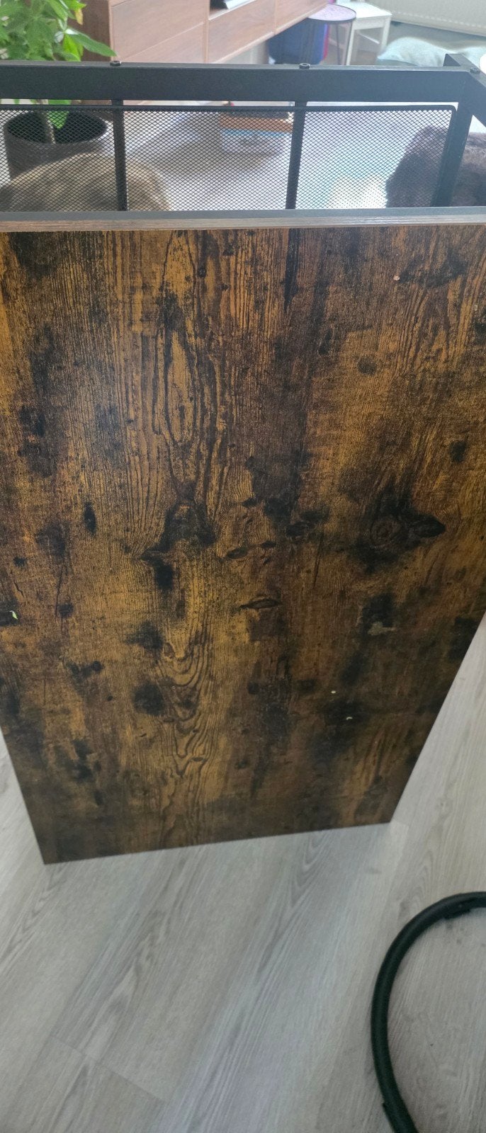 Industriële salontafel met hout en metaal, Minder dan 45 cm, Gebruikt, Ophalen of Verzenden, 75 cm of meer