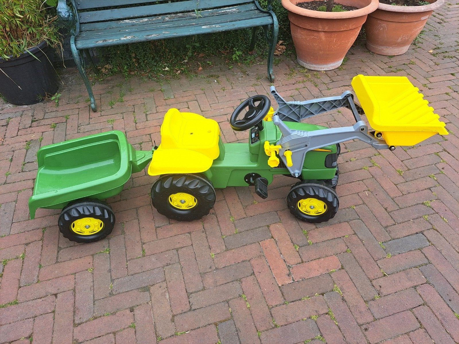 Rolly Toys Traptrekker met voorlader en aanhanger, Ophalen, Zo goed als nieuw, Trapvoertuig