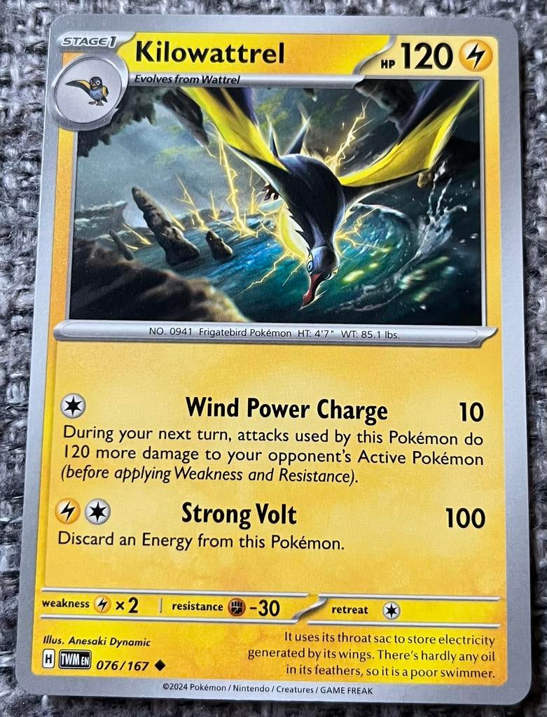 Pokémonkaart van Kilowattrel • Twilight Masquerade, Ophalen of Verzenden, Nieuw, Losse kaart