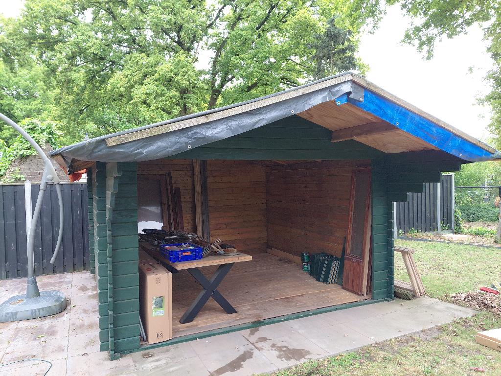 blokhut 4 x 4 meter, Tuin en Terras, Tuinhuizen, Ophalen, 250 tot 500 cm, Blokhut, 2 ramen