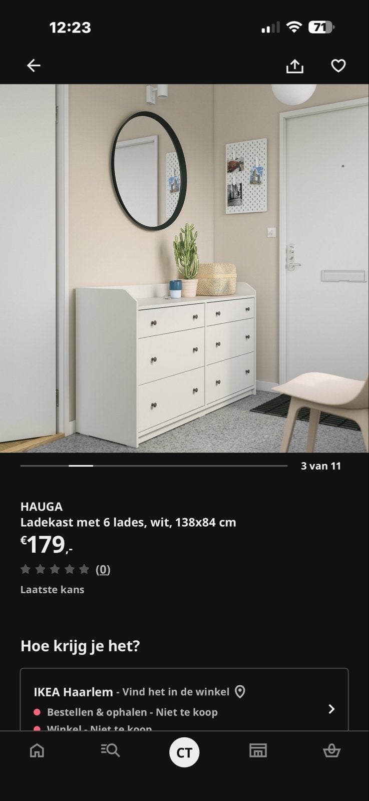 IKEA Hauga ladekast met 6 laden, wit, Huis en Inrichting, Kasten | Ladekasten, Ophalen, Overige materialen, Gebruikt, 100 tot 150 cm