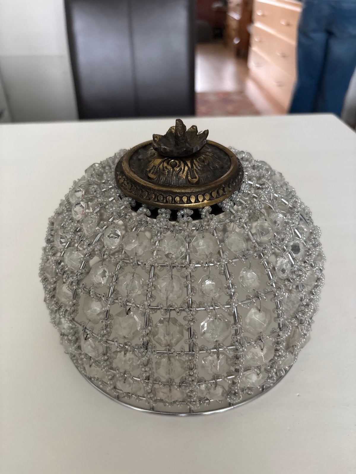 Prachtige kristallen lampenkap - Vintage stijl, Overige typen, Rond, Zo goed als nieuw, Zilver