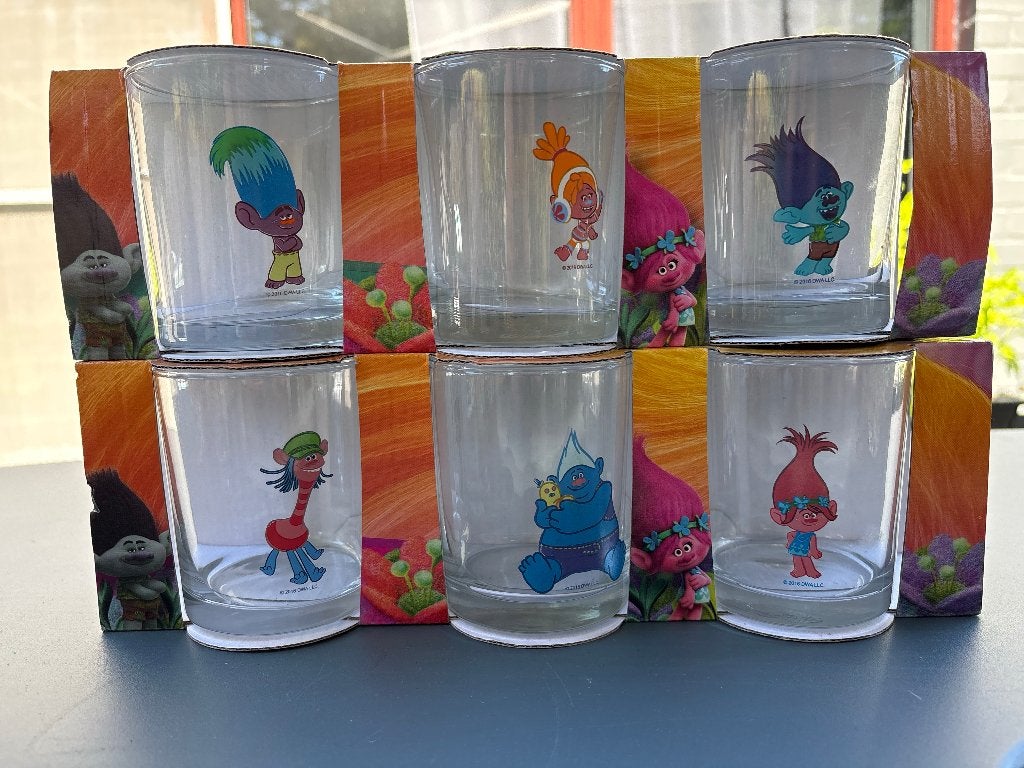 6 glazen Trolls, Ophalen of Verzenden, Nieuw, Overige typen