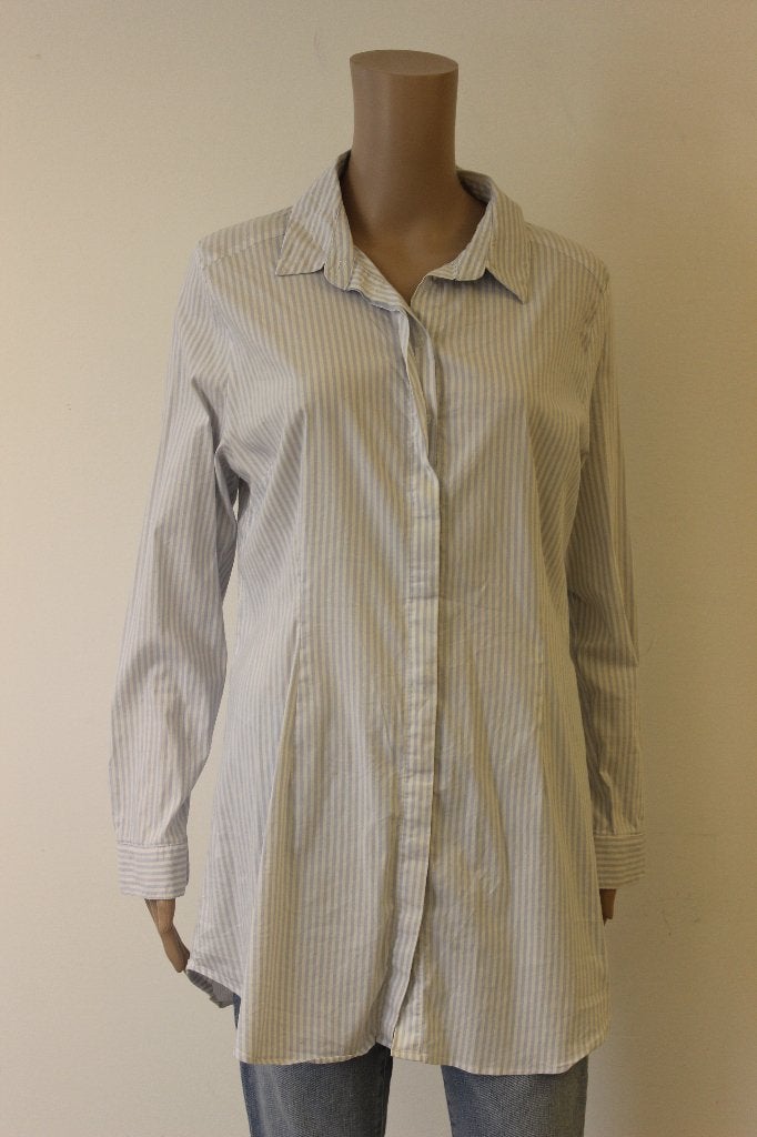 whkmp's blauw/witte lange blouse maat L, Blauw, ., Maat 42/44 (L), Ophalen of Verzenden