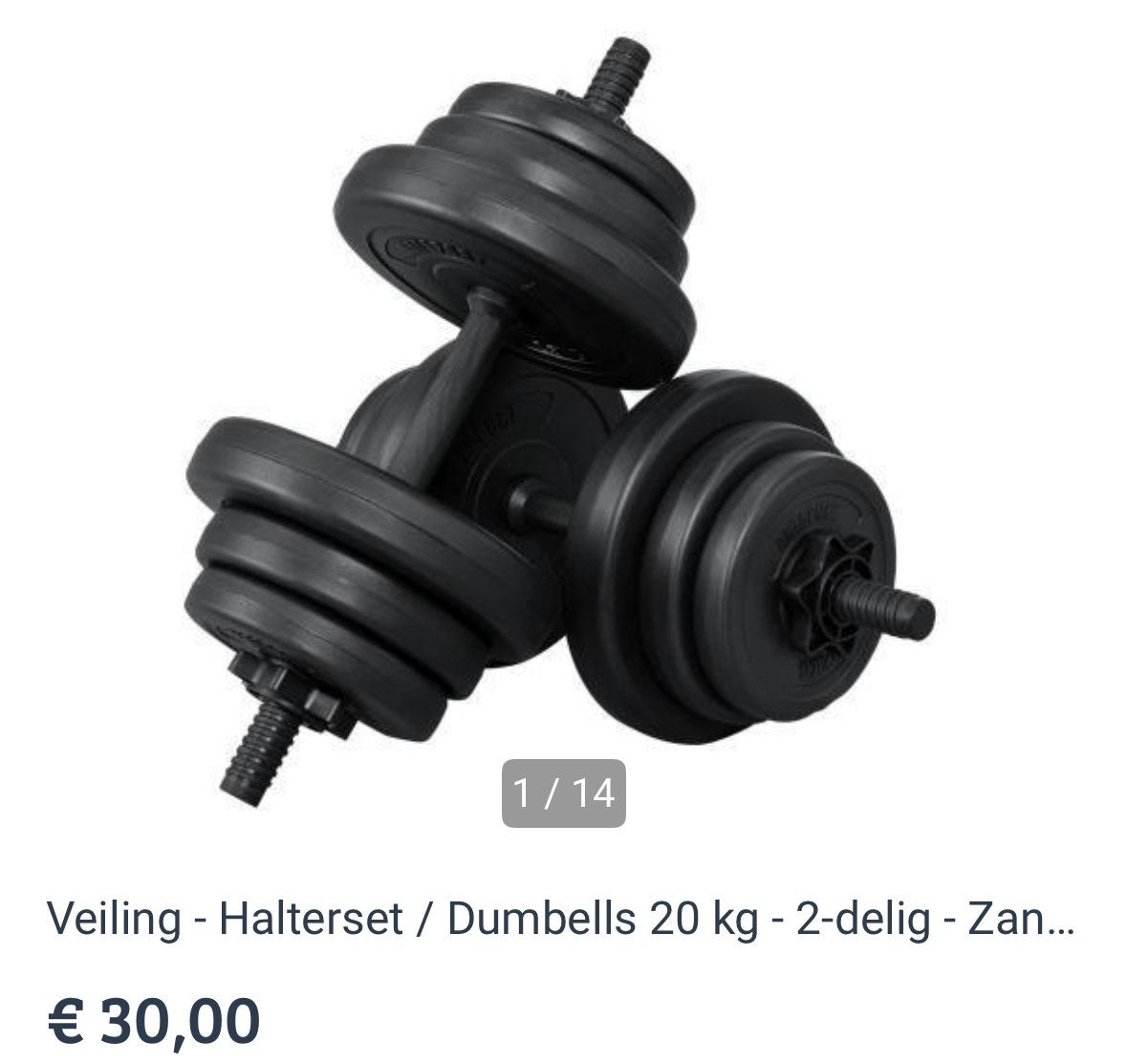 Halterset / Dumbbells 20 kg - 2-delig, Sport en Fitness, Fitnessmaterialen, Ophalen of Verzenden, Gebruikt, Armen, Halterset