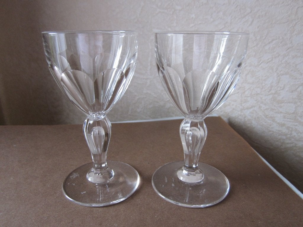 Twee cristal Val  St Lambert likeurglazen model Paul Premier, Verzenden
