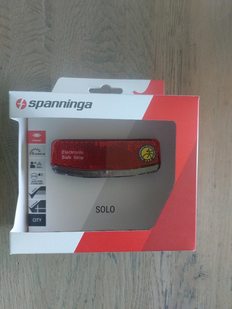 Spanninga verlichting achterlicht Solo XDvS dynamo 50/80mm, Ophalen of Verzenden, Nieuw, Dynamo, Achterlicht