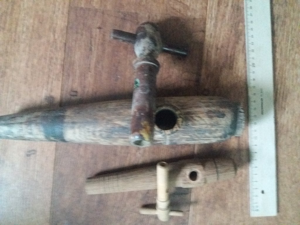 brocante houten kranen Wijnvat Frans, Ophalen of Verzenden