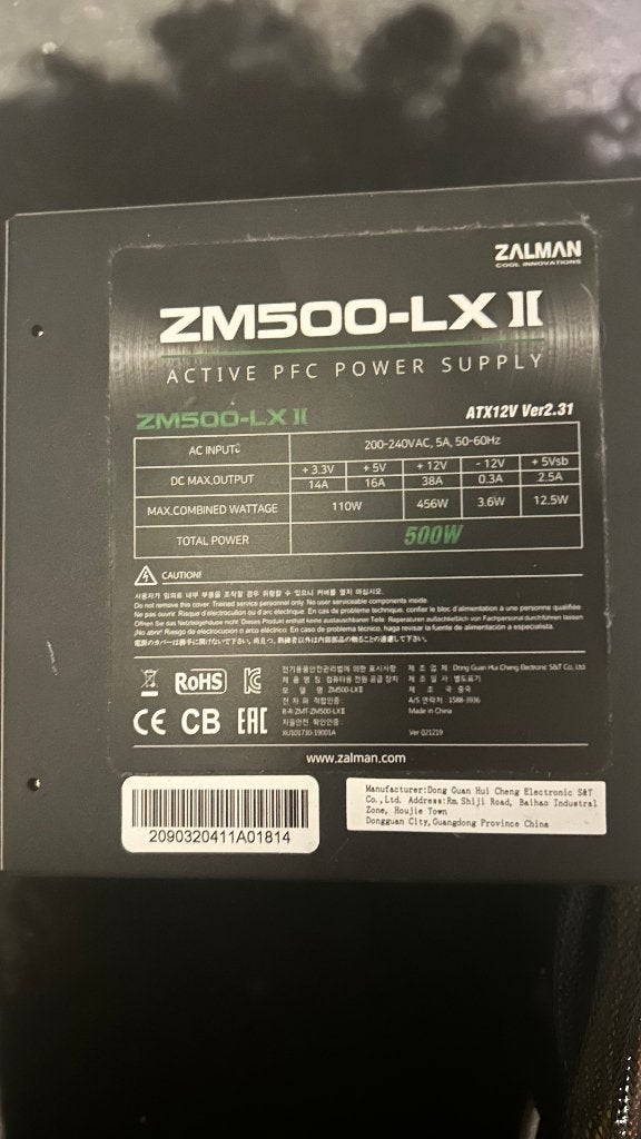 Zalman ZM500-LXII 500W Voeding (PSU) – Slechts 1 jaar oud!, Computers en Software, Ophalen of Verzenden, Gebruikt