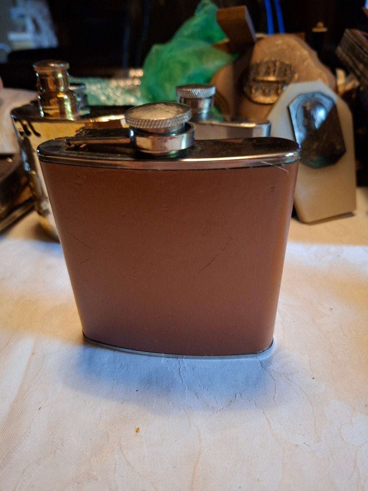 antiek  zak drankflesje 10 x 9 cm, Verzenden, Gebruikt, Overige typen