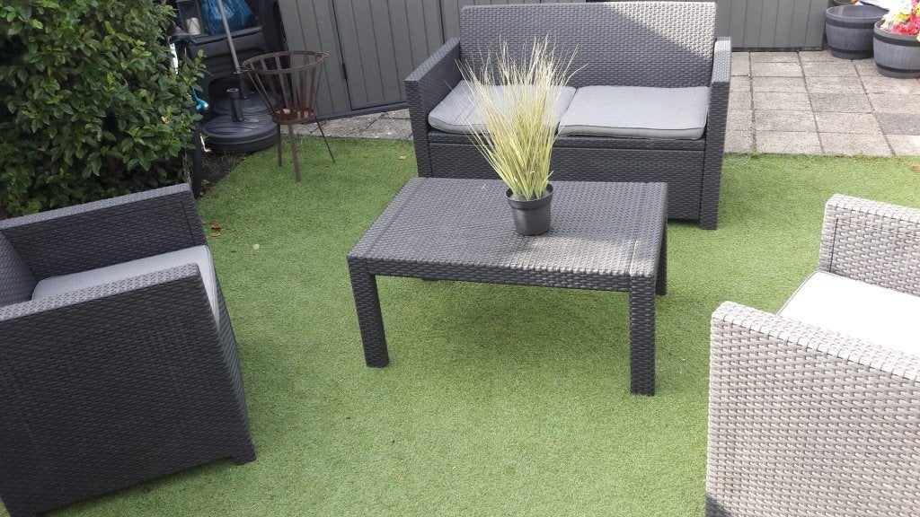 Wicker Loungeset met 4 zitplaatsen, Tuin en Terras, Tuinsets en Loungesets, Ophalen, 4 zitplaatsen, Gebruikt, Bank