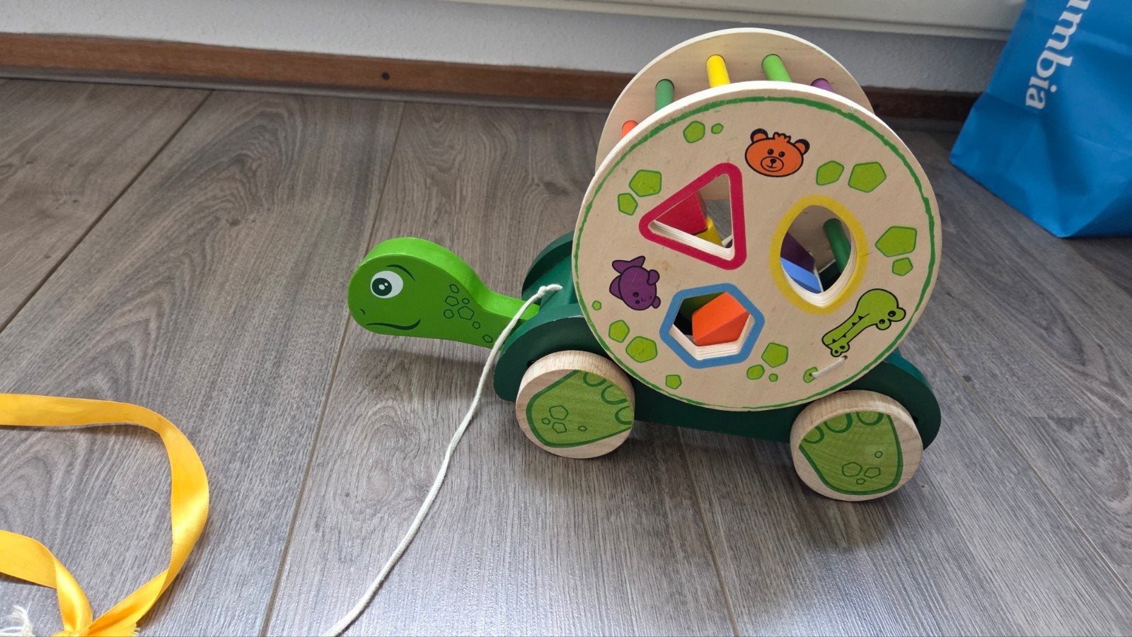 Houten trekdier schildpad met vormenstoof, Ophalen, Gebruikt