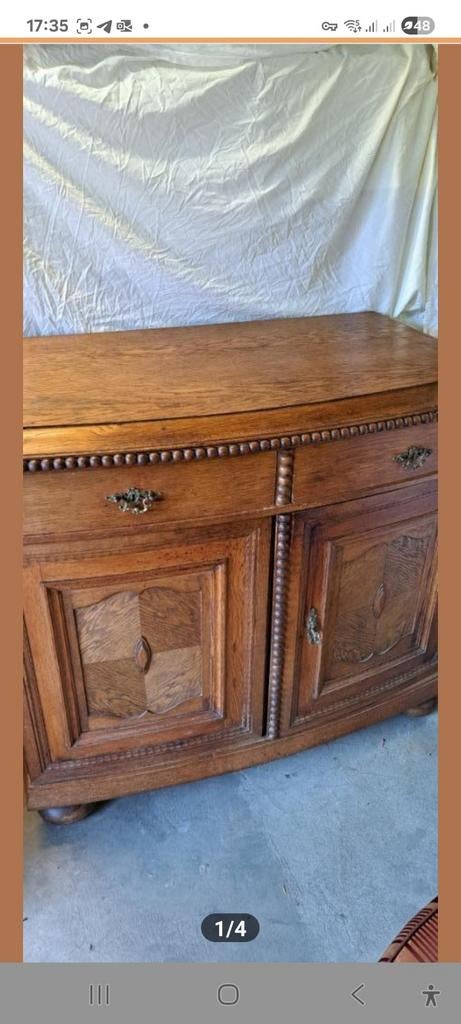 Antiek eiken dressoir met lades en deuren, Gebruikt, 100 tot 150 cm, Eikenhout, Antiek, Klassiek