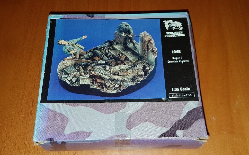 Verlinden 1:35 sniper! - full resin vignette & 3 figuren, Ophalen of Verzenden, Nieuw, 1:35 tot 1:50, Diorama