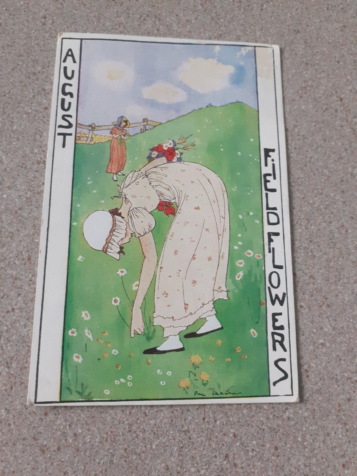 Vintage postkaart Rie Cramer - Augustus Field of Flowers, Verzenden, Gelopen