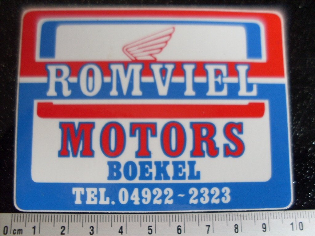 sticker Romviel motors boekel logo, Verzamelen, Stickers, Verzenden, Zo goed als nieuw, Bedrijf of Vereniging