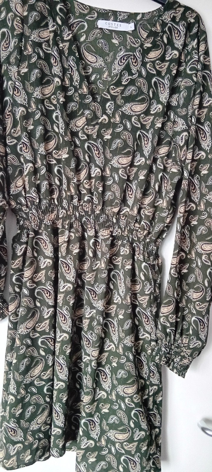 Costes jurk maat L met gouddraad, Costes, Ophalen of Verzenden, Maat 42/44 (L), Groen