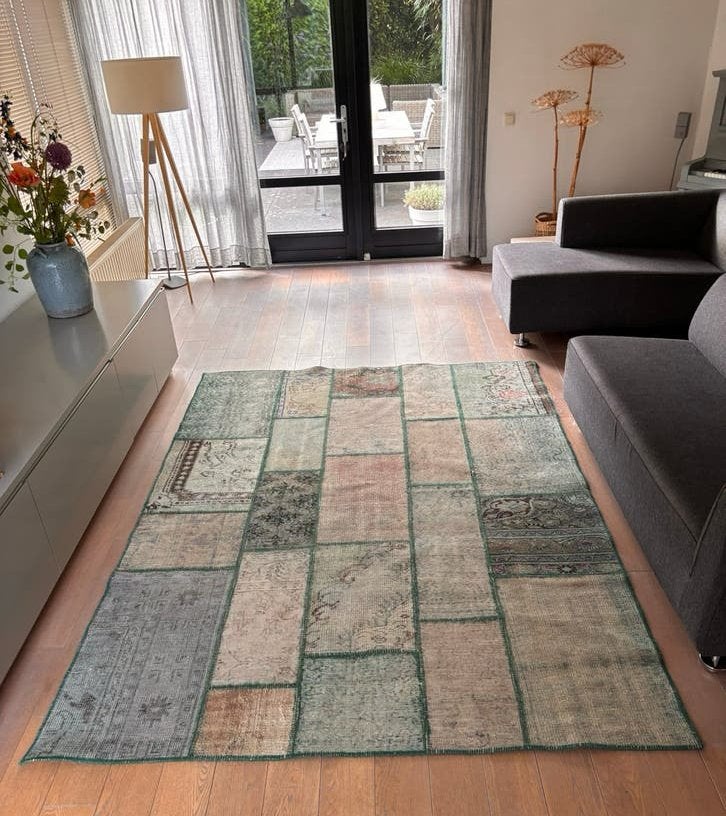 Origineel Patchwork Vloerkleed - Vintage - topkwaliteit!, Ophalen, Gebruikt, 150 tot 200 cm, Vintage