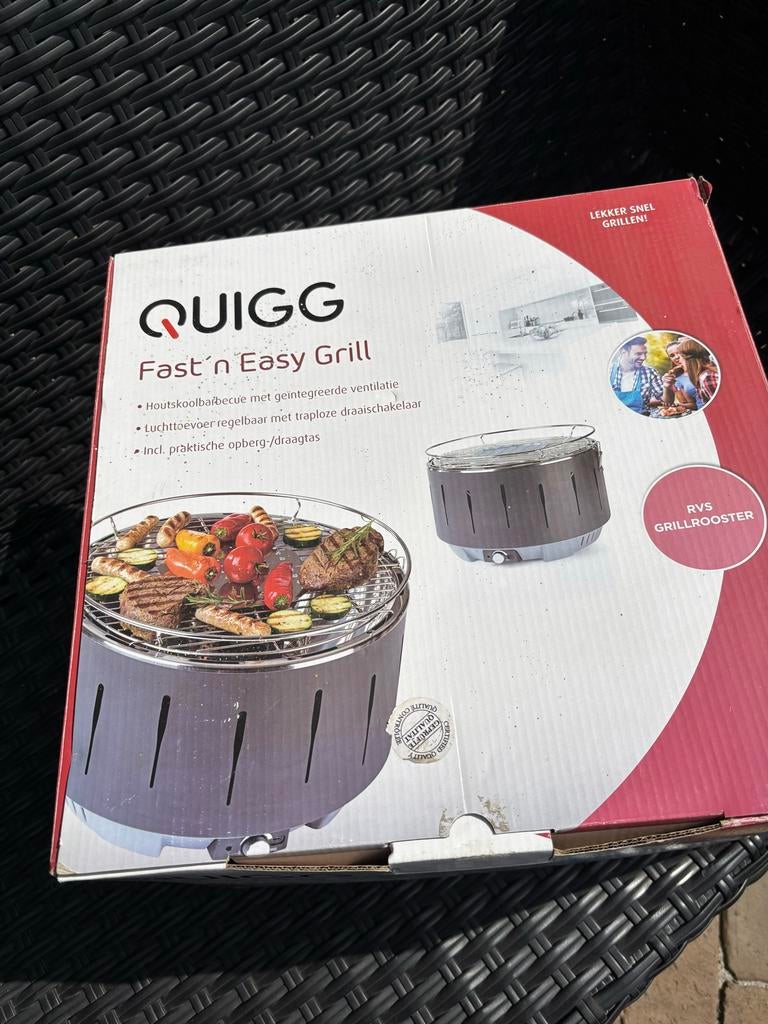 QUIGG Fast 'n Easy Grill Houtskoolbarbecue, Tuin en Terras, Ophalen of Verzenden, Zo goed als nieuw
