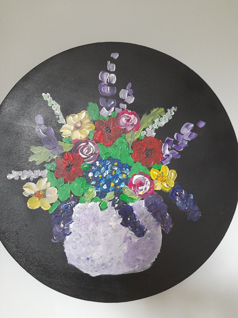 Wandbord-schilderij kleurrijk boeket, Huis en Inrichting, Minder dan 50 cm, Oorspronkelijke maker, Nieuw, Ophalen of Verzenden