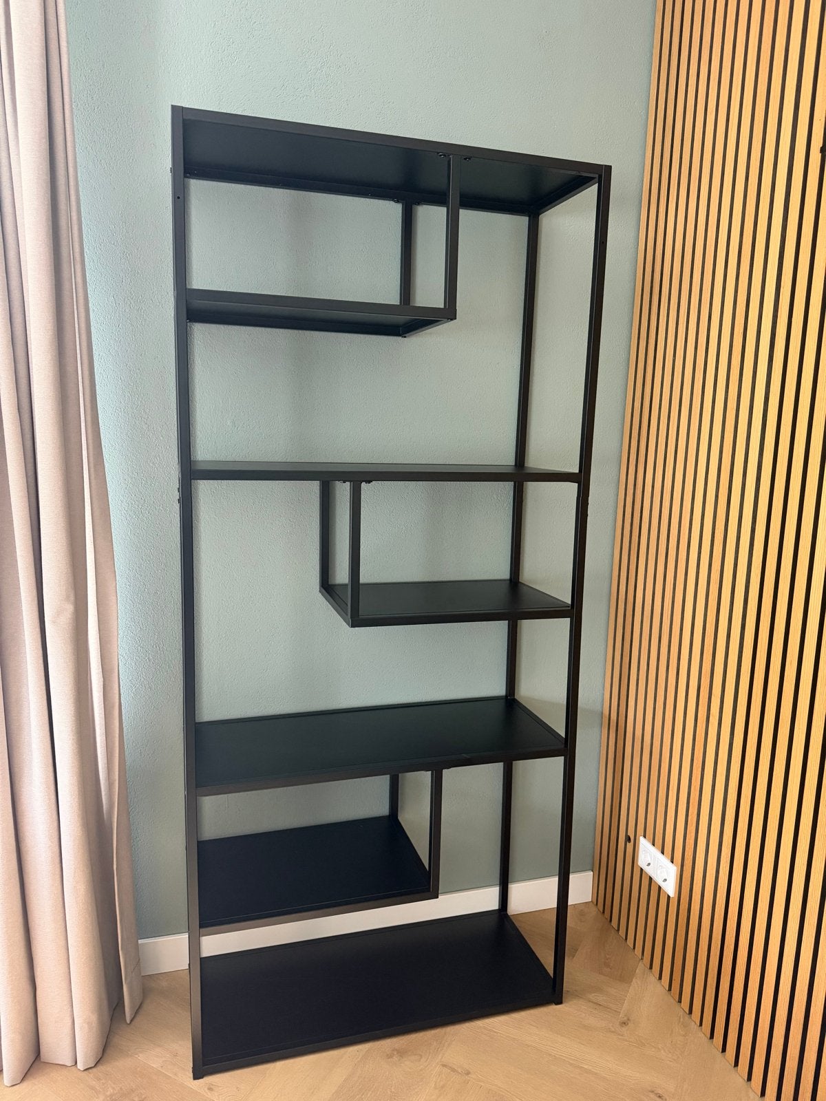 WOOOD Vakkenkast Teun Zwart - 85x188x35 cm, Ophalen, Met plank(en), Gebruikt, 50 tot 100 cm